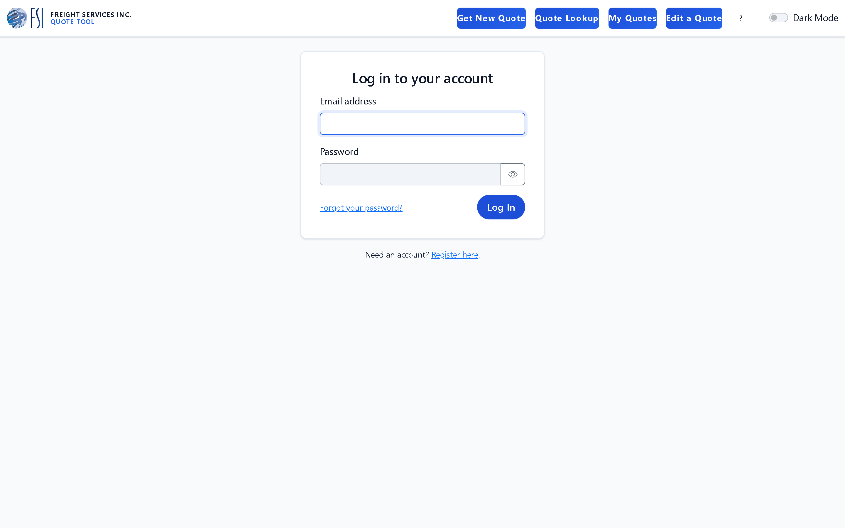 The sign-in page with email and password fields and a Sign In button.